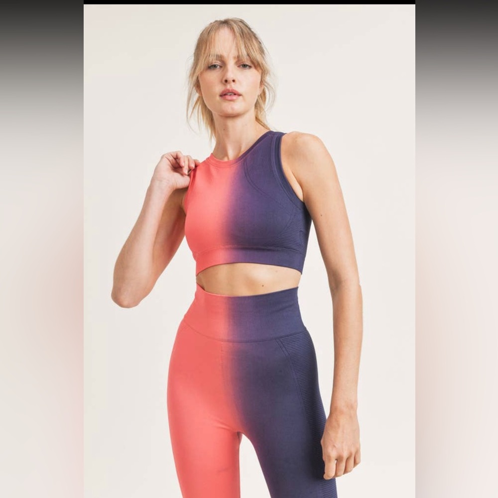 Mono B ribbed split dye seamless sports bra and legging pants matching set yoga